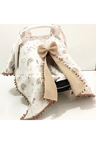 Babycitytr Fiyonklu Çift Katlı Müslin Pike Puset Örtüsü ve Puset Minderi Bebe...