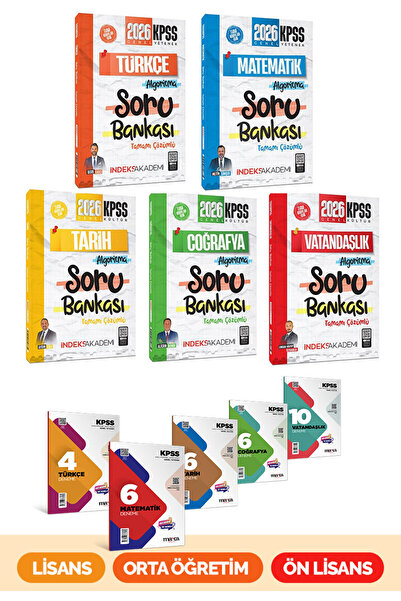 İndeks Akademi Yayıncılık 2026 KPSS Genel Yetenek Genel Kültür Soru Bankası Seti İndeks Akademi Yayınları 5 Branş Deneme