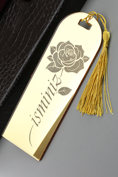 isfahantakı Lüx ayraç isme kişiye özel gül temalı gold kitap ayracı