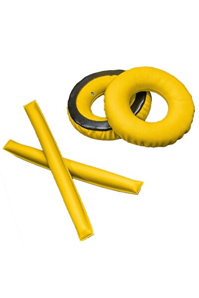 PadForce Set de 2 bureți + pernuță pentru bandă de susținere Sennheiser HD25, HD25-1, HME25, HMEC25 - Galben, Piele