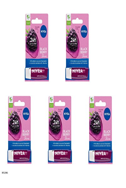 NIVEA 85286 Blackberry Lip Care Cream 5 Pcs