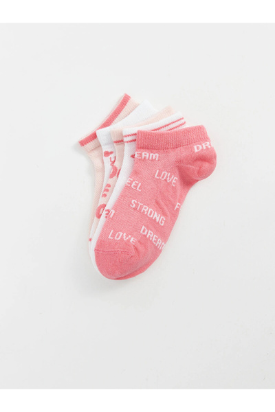 LC Waikiki Lcw Kids Pink Patterned Girls' Booties Socks 5-Piece