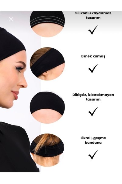 MODA Kaymayan silikonlu bandana bone. Kadın teseddür spor bandana