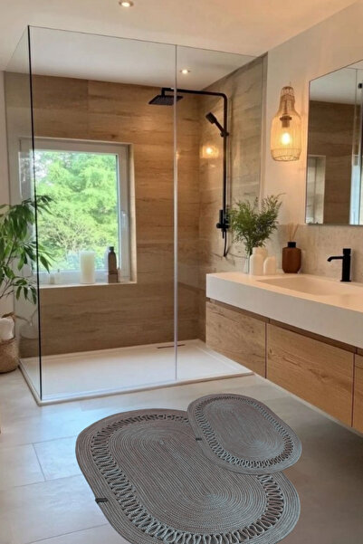 Salvia Dione Набір килимків для ванної кімнати з джуту, 2 шт., овальні, з нековзною основою, водопоглинаючі килимки для ванної кімнати, декоративні килимки для унітазу