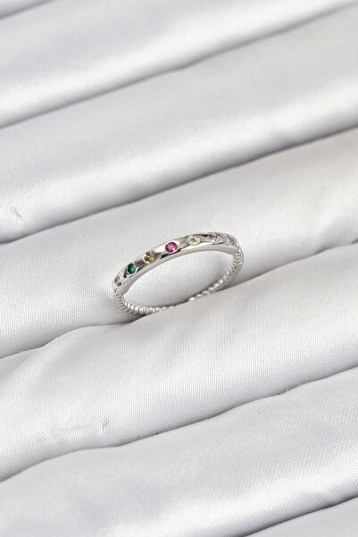 Skygo Brass Silver Color Colorful Zircon Stone Women's Ring - Tj-Byk3885