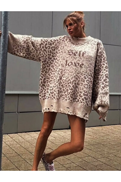 ibeeka ملابس نسائية للموسم الجديد، سترة بتصميم ليوبارد ذات تفاصيل ممزقة وتصميم ذاتي الحب