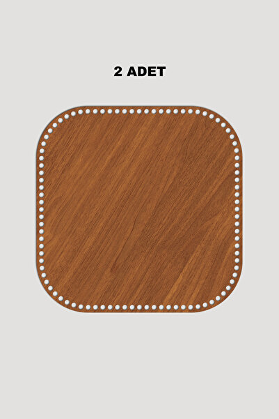 Lucena Ahşap Kare Oval Sepet Tepsi Tabanı 40x40 cm 2 Adet Ceviz 3mm