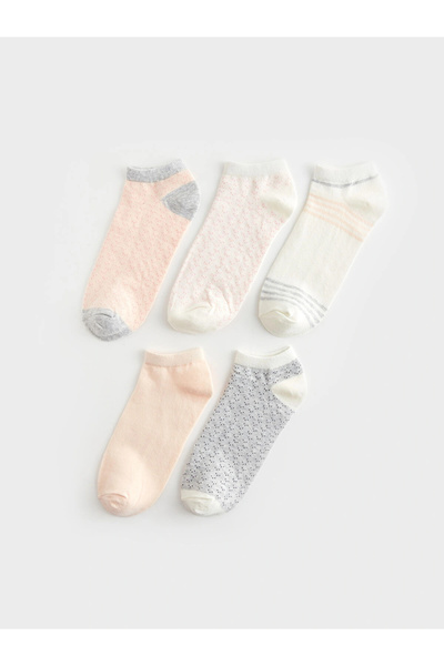 LC Waikiki LCW DREAM Розови дамски чорапи с мотиви, пакет от 5 броя