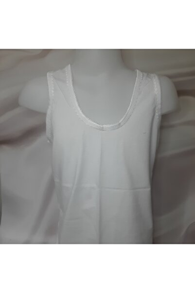 Butik White Girl's 100% Cotton Thick Strap Collar Embroidered Tank Top