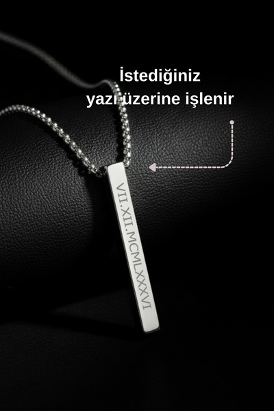 Piyera Silver قلادة من الفولاذ على شكل لوح