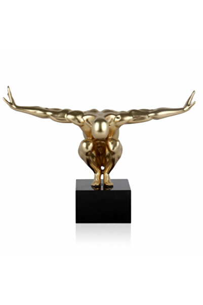 OEM Statueta barbat in echilibru ,decoratiune obiect auriu ,L42cm