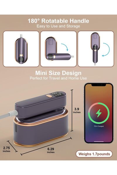 Generic ENYEE Travel Steamer Iron for Clothes - 1200W Handheld Size Portable Travel Steamer, 3 Steam Levels