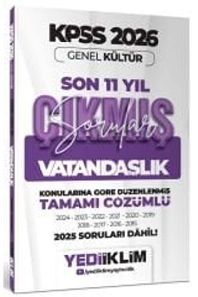 Yediiklim Yayınları Yediiklim 2026 KPSS Vatandaşlık Çıkmış Sorular Son 11 Yıl...