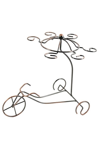 velve Suport metalic in forma de bicicleta, pentru o sticla si sase pahare de...