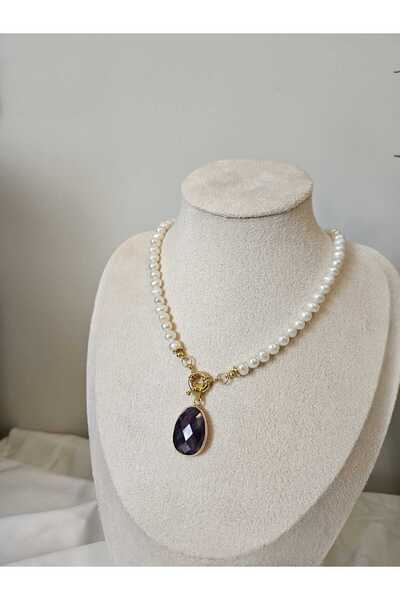 İNCİORA JEWELRY Gemici Kilitli Kişiselleştirilebilir Doğal Gerçek İnci Kolye