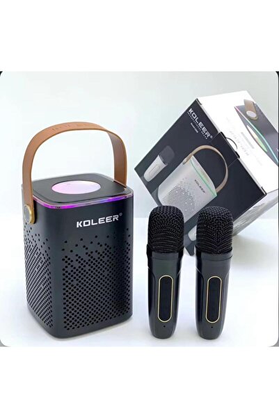 karaoke سماعة بلوتوث محمولة مع ميكروفونين صوت ستيريو قوي بطارية تدوم طويلاً، إضاءة للحفلات والرحلات