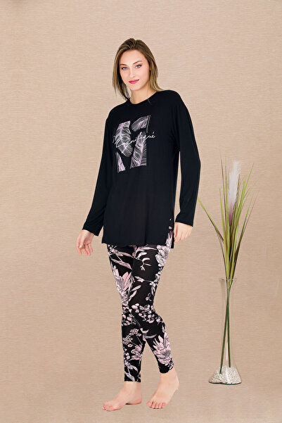 MOPİ Σετ πιτζάμες με μακρυμάνικη μπλούζα και κολάν με φλοράλ σχέδιο