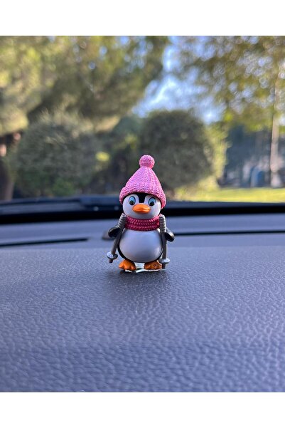 bilmel Sevimli Penguenler Araba İçi Torpido Üstü Biblo Aksesuar Torpido Süsü 4 Adet Sevgiliye Hediye