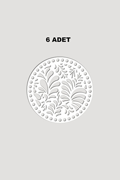 Lucena Дерев'яна кругла модель 7 кошиків Підставка для таці 18 см 6 штук Біла...