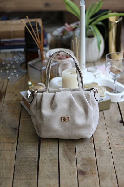Moom Bag Women's Cream Suede Strap Shoulder Bag