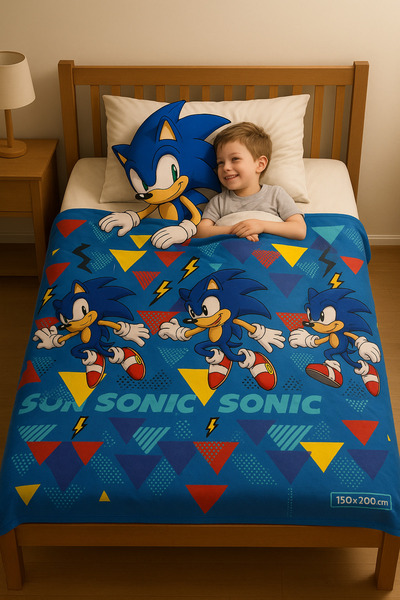 Sonic Κουβέρτα με άδεια χρήσης The Hedgehog 150x200 – Εξαιρετικά μαλακή – Μπλε Hedgehog Strength στην κρεβατοκάμαρα
