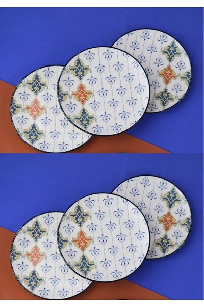 tabakevi Tabak Evi Porcelain Audrey 6-Person Cake Set 20cm and Tea Plate Set 12cm