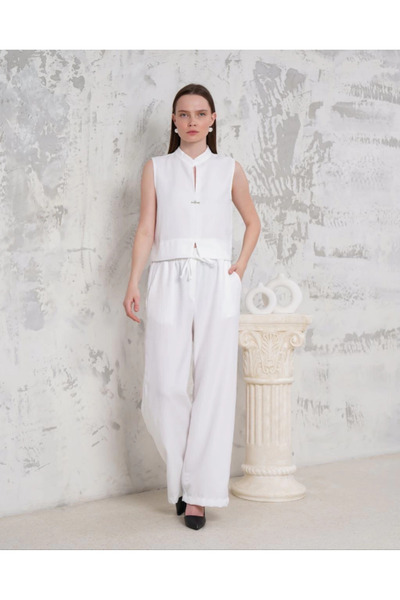 BilfolD Brooch Vest Pants Suit White S255821