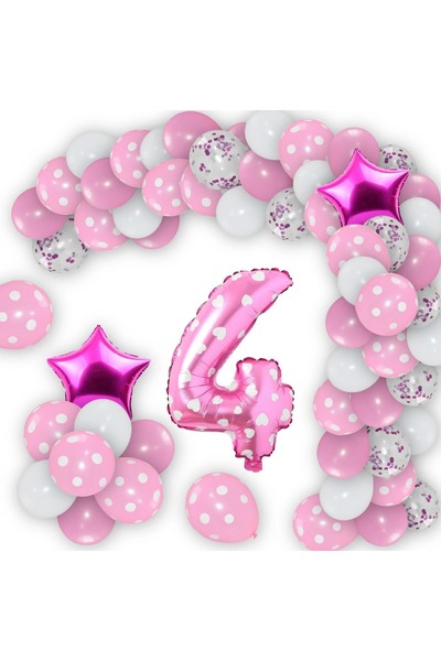 DÜVENCİ TİCARET ροζ πουά σετ μπαλονιών για γενέθλια