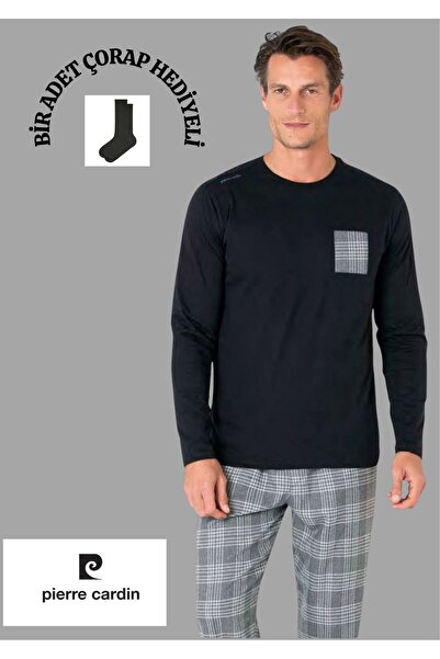 Pierre Cardin %100 Pamuklu Bisiklet Yaka Cepli Ekose Pijama Takımı THCL6VR07PC