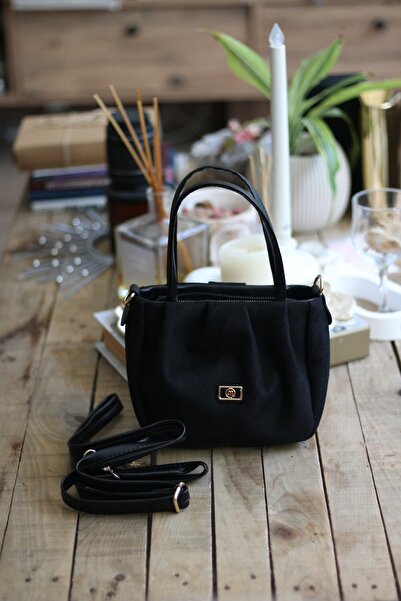 Moom Bag Women's Black Suede Strap Shoulder Bag