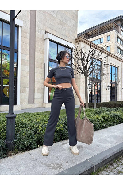 Ethab Ticaret Loose Wide-Leg Pants Bottom Top Suit