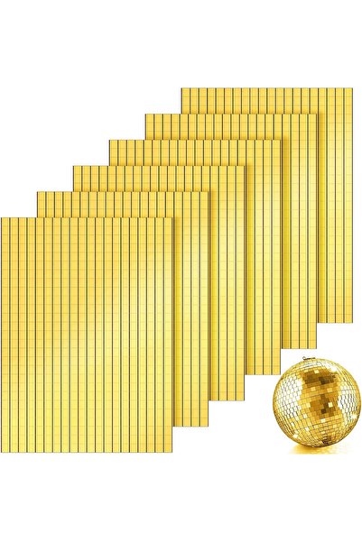 TOYFEST 4-Piece Self-Adhesive Gold Mirror Mosaic Disco Sticker Wall Frame Item Decorative Covering 30X30