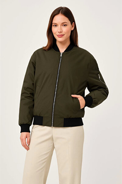 MODA Women's Bomber Jacket – Zippered, Quilted Inner Lining, Water Repellent Fabric, Regular Fit, Side Pockets