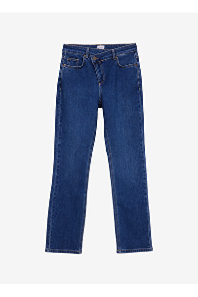 Mustang Yüksek Bel Bol Paça Geniş Fit İndigo Kadın Denim Pantolon M5WL-PNT1316