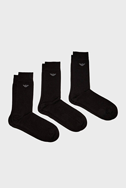 Emporio Armani Cotton Logo Long 3 Pack Socks Men Socks Em000554 Af14446 Mc061