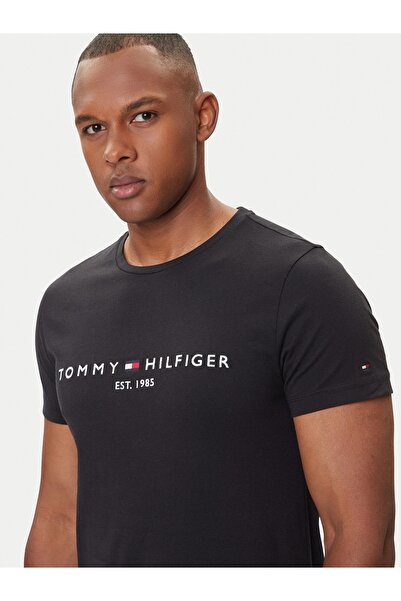 _.TommyHilfiger Erkek T-Shirt New Sezon 1985 Logo Nakışlı %100 Pamuk Organic
