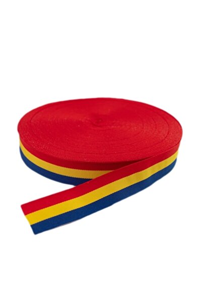 Pin Trade SRL Rolă de panglică tricoloră, lățime 20 mm, lungime 50 m, poliester