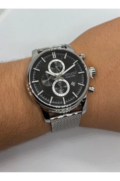 Ferrucci Paslanmaz Çelik Erkek Kol Saati Su Geçirmez Japon Makine + Doğaltaş Bileklik Hediyeli