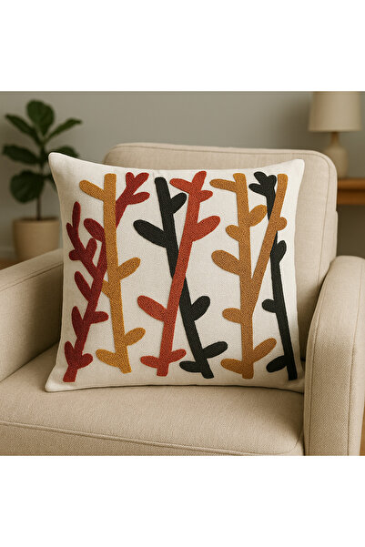 Punch Embroidered Linen Bohemian Pattern Pillowcase - 43*43 cm -