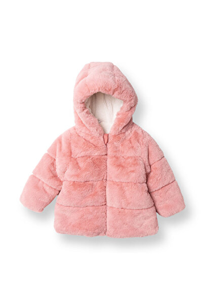 Midimod Kız Bebek Mont Peluş Fermuarlı Uzun Kol