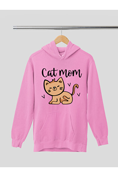 MAGORS سترة رياضية قطنية مطبوعة عليها عبارة 'CAT MOM' بأكمام طويلة وثلاثة خيو...