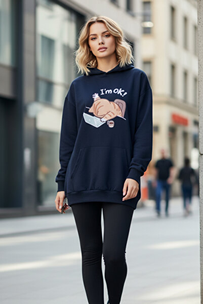 UNCİA OUTDOORS I'm OK Hanorac confortabil cu imprimeu pentru femei, cu glugă,...