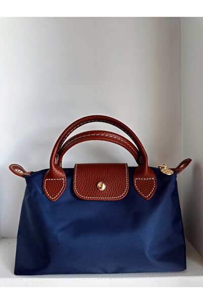 ÇAĞLA BAG STORE Small Navy Blue Foldable Hand and Shoulder Bag