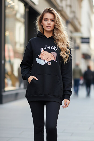 UNCİA OUTDOORS I'm OK Hanorac confortabil cu imprimeu pentru femei, cu glugă,...