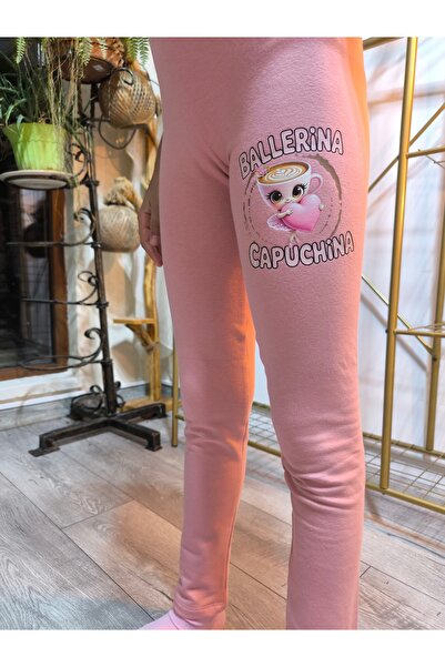 Timi Kids Kız Çocuk Tayt Kışlık Şardonlu Pamuklu Beli Lastikli Balerina Gül Kurusu