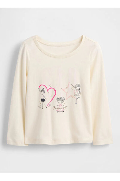GAP Baskılı Bej Kız Çocuk T-Shirt 812482002
