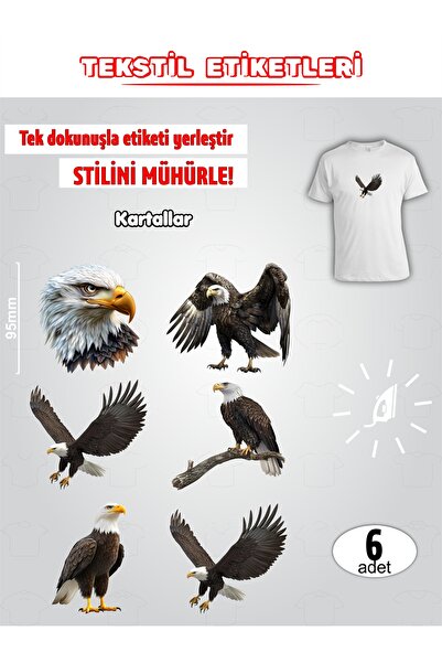 AGG Reklam Ütü ile Yapışan Kıyafet Etiketi Kartallar 6Lı Set