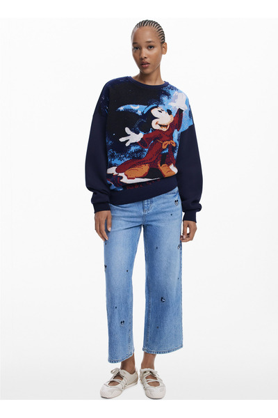 Desigual Yuvarlak Yaka Desenli Siyah Kadın Sweatshırt 25WWSK15