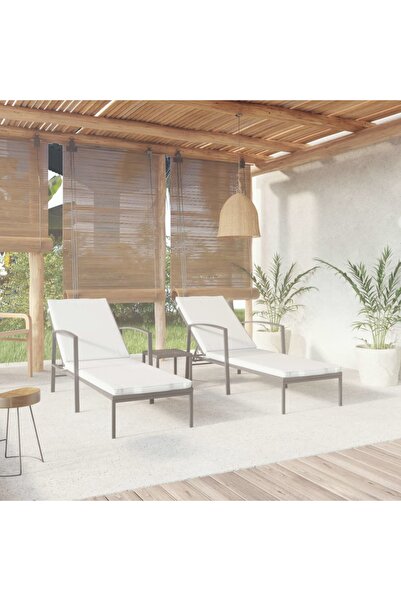 vidaxl Sun Loungers 2 pcs with Table Poly Rattan Black