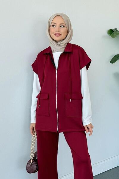 Şulemoda Giyim بدلة أوسكار سكوبا مع سترة باللون الأحمر الداكن